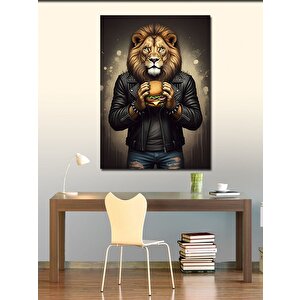 Kanvas Tablo Hamburger Ve Aslan 50x70 cm