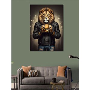 Kanvas Tablo Hamburger Ve Aslan 50x70 cm
