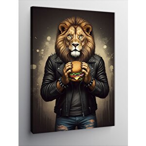Kanvas Tablo Hamburger Ve Aslan 100x140 cm