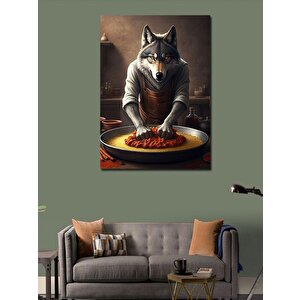 Kanvas Tablo Çiğköfte Yapan Kurt 100x140 cm