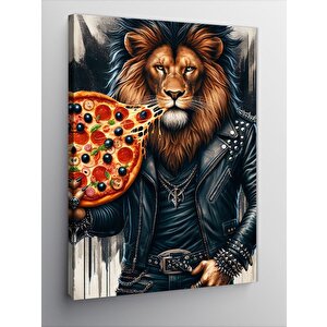 Kanvas Tablo Pizza Tutan Aslan 100x140 cm