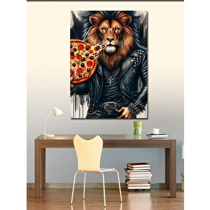 Kanvas Tablo Pizza Tutan Aslan 100x140 cm