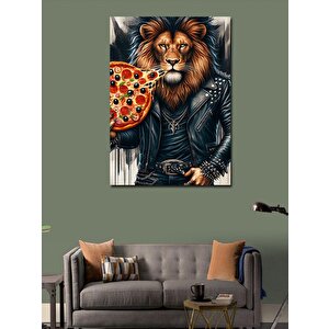 Kanvas Tablo Pizza Tutan Aslan 100x140 cm