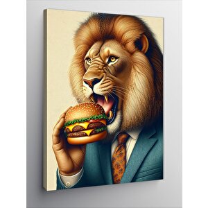 Kanvas Tablo Hamburger Yiyen Aslan 50x70 cm