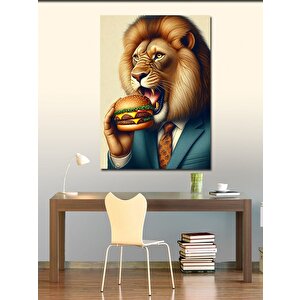 Kanvas Tablo Hamburger Yiyen Aslan 50x70 cm