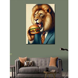 Kanvas Tablo Hamburger Yiyen Aslan 50x70 cm