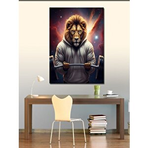 Kanvas Tablo Ağırlık Kaldıran Aslan 70x100 cm
