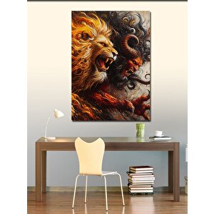 Kanvas Tablo Alevli Aslan 100x140 cm