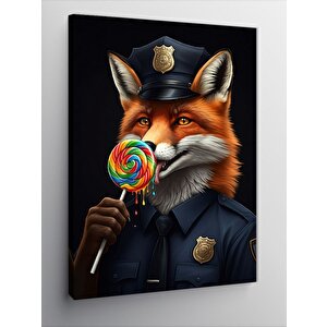 Kanvas Tablo Lolipoplu Tilki Polis 100x140 cm