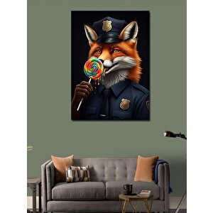 Kanvas Tablo Lolipoplu Tilki Polis 100x140 cm