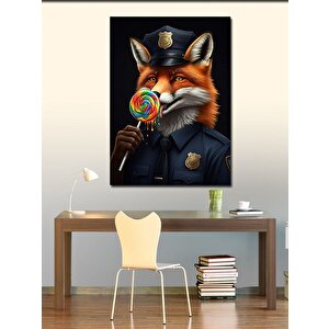 Kanvas Tablo Lolipoplu Tilki Polis 70x100 cm