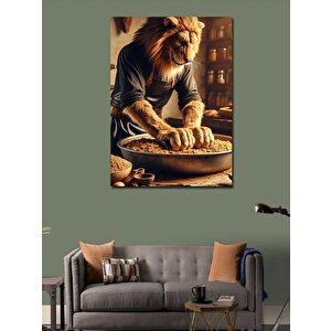 Kanvas Tablo Bulgur Yoğuran Açan Aslan 50x70 cm