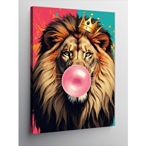 Kanvas Tablo Sakız Çiğneyen Aslan 100x140 cm