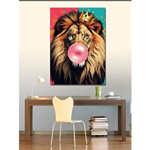 Kanvas Tablo Sakız Çiğneyen Aslan 100x140 cm