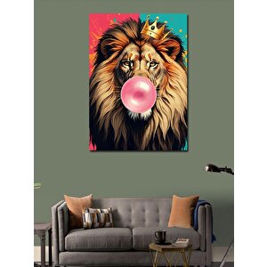 Kanvas Tablo Sakız Çiğneyen Aslan 100x140 cm