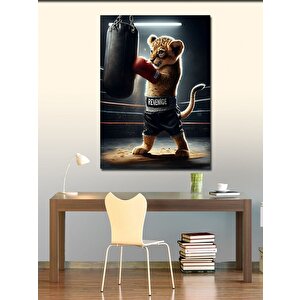 Kanvas Tablo Boks Yapan Aslan Yavrusu 50x70 cm