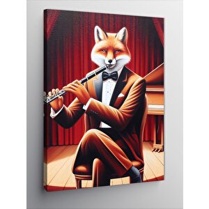 Kanvas Tablo Klarnet Çalan Tilki 100x140 cm