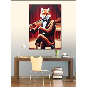 Kanvas Tablo Klarnet Çalan Tilki 100x140 cm