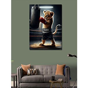 Kanvas Tablo Boks Yapan Aslan Yavrusu 70x100 cm