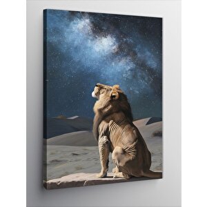 Kanvas Tablo Çöldeki Aslan 50x70 cm