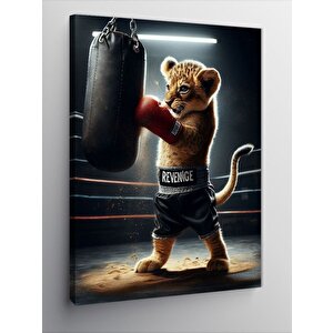 Kanvas Tablo Boks Yapan Aslan Yavrusu 100x140 cm