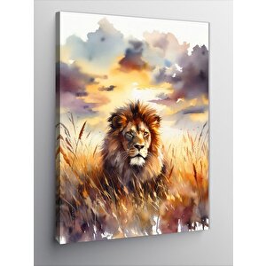 Kanvas Tablo Bozkırda İki Aslan 100x140 cm