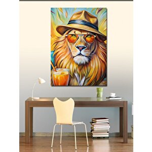 Kanvas Tablo Gözlük Takan Tropik Aslan 50x70 cm