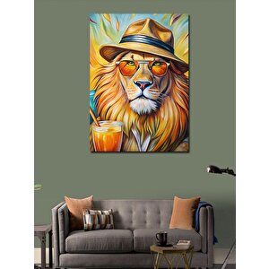 Kanvas Tablo Gözlük Takan Tropik Aslan 50x70 cm