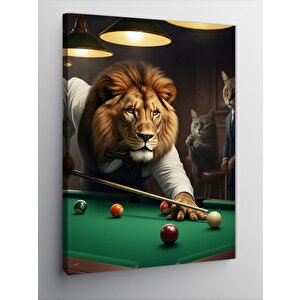 Kanvas Tablo Bilardo Oynayan Aslan 100x140 cm