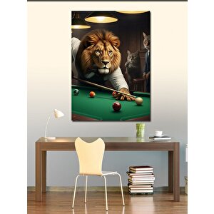 Kanvas Tablo Bilardo Oynayan Aslan 100x140 cm