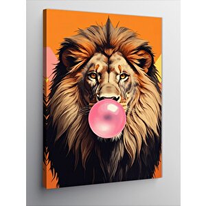 Kanvas Tablo Sakız Çiğneyen Aslan 100x140 cm
