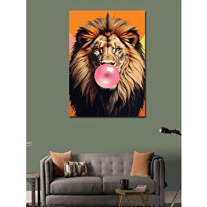 Kanvas Tablo Sakız Çiğneyen Aslan 100x140 cm