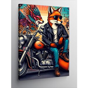 Kanvas Tablo Motor Üstündeki Tilki 100x140 cm