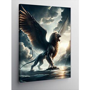 Kanvas Tablo Kanatlı Aslan 70x100 cm