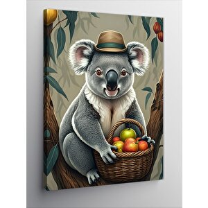 Kanvas Tablo Meyve Sepeti Taşıyan Koala 50x70 cm