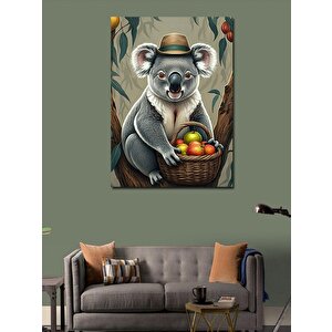 Kanvas Tablo Meyve Sepeti Taşıyan Koala 50x70 cm