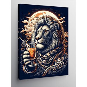 Kanvas Tablo Kokteyl İçen Aslan 50x70 cm