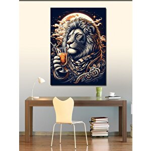 Kanvas Tablo Kokteyl İçen Aslan 50x70 cm