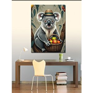 Kanvas Tablo Meyve Sepeti Taşıyan Koala 70x100 cm