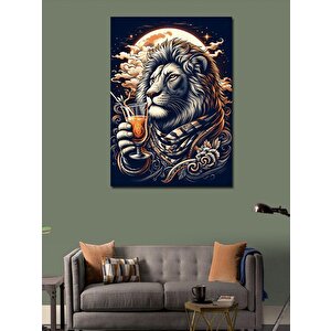 Kanvas Tablo Kokteyl İçen Aslan 70x100 cm