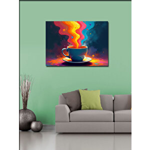 Kanvas Tablo Renkli Duman Çıkan Kahve Fincanı 100x140 cm
