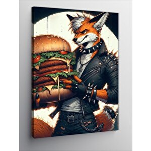 Kanvas Tablo Burger Tutan Tilki 50x70 cm