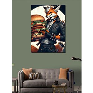 Kanvas Tablo Burger Tutan Tilki 50x70 cm