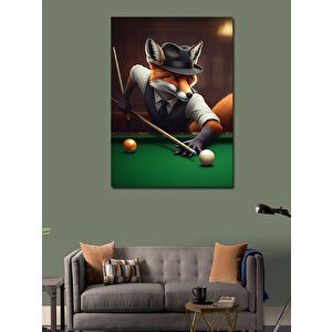 Kanvas Tablo Bilardo Oynayan Tilki 50x70 cm