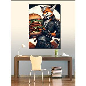 Kanvas Tablo Burger Tutan Tilki 70x100 cm