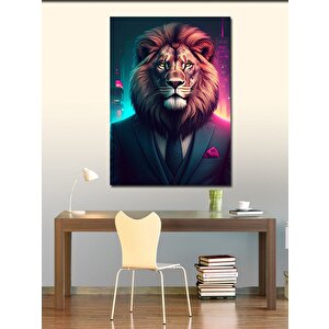 Kanvas Tablo Takım Elbiseli Aslan 100x140 cm