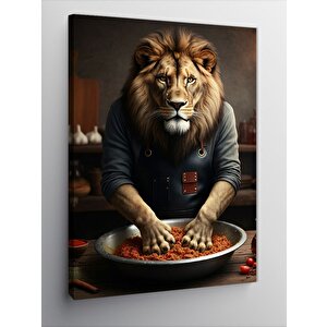 Kanvas Tablo Çiğköfte Yapan Aslan 50x70 cm