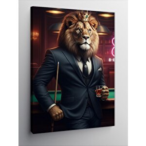 Kanvas Tablo Bilardo Oynayan Aslan 50x70 cm