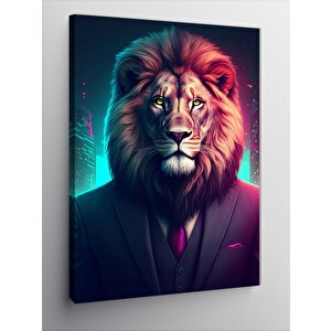 Kanvas Tablo Takım Elbiseli Aslan 70x100 cm