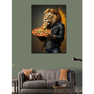 Kanvas Tablo Pizza Yiyen Aslan 70x100 cm